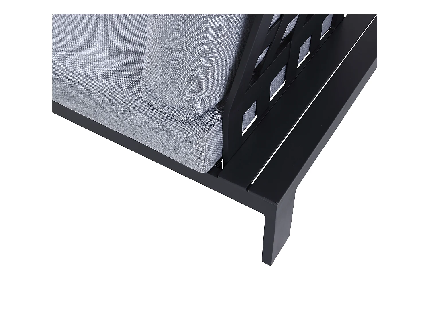 Divano da giardino 2 posti con ripiano a sinistra in Alluminio L.199 cm Nero - MENDOZA