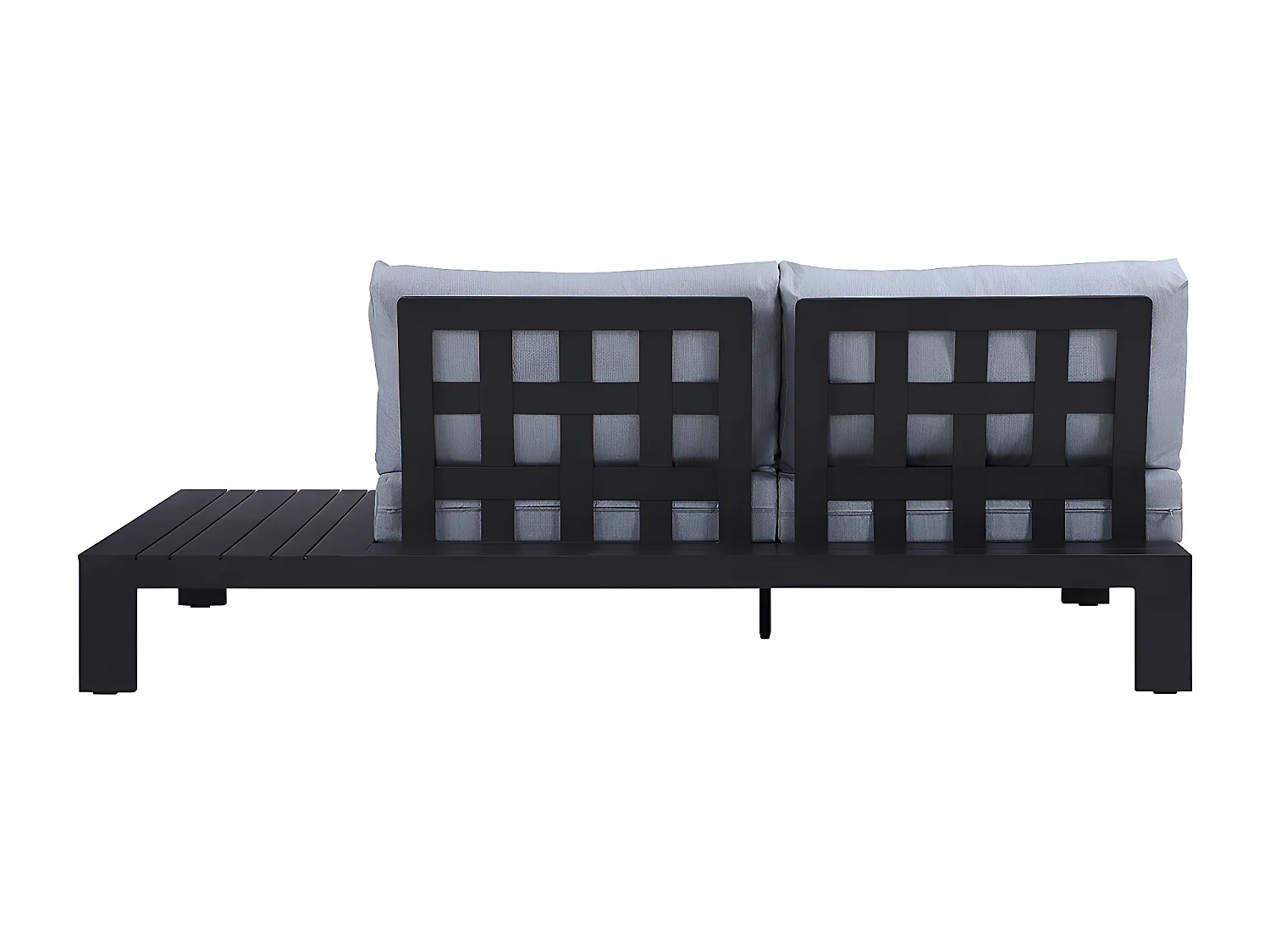 Divano da giardino 2 posti con ripiano a sinistra in Alluminio L.199 cm Nero - MENDOZA