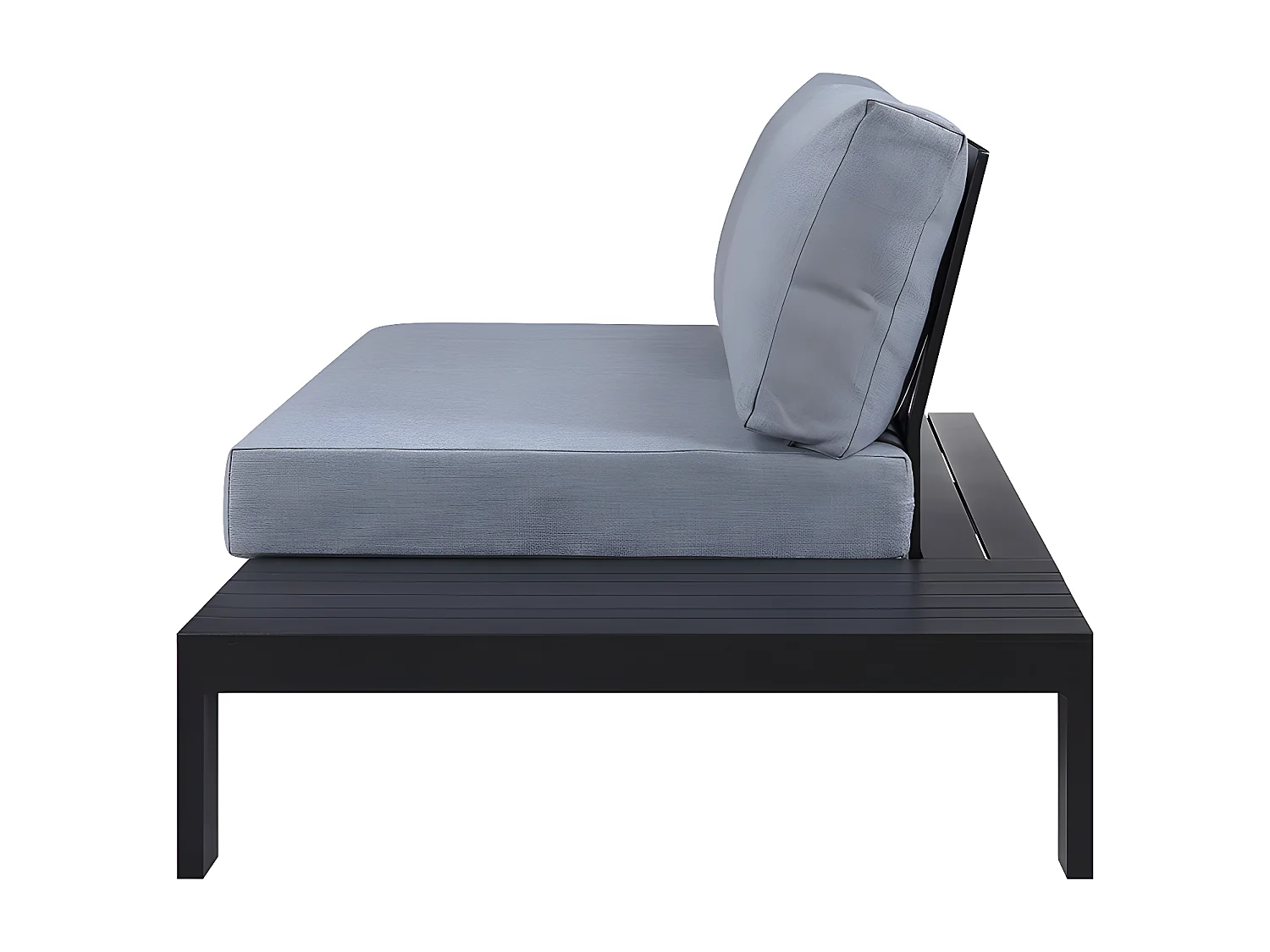 Divano da giardino 2 posti con ripiano a sinistra in Alluminio L.199 cm Nero - MENDOZA