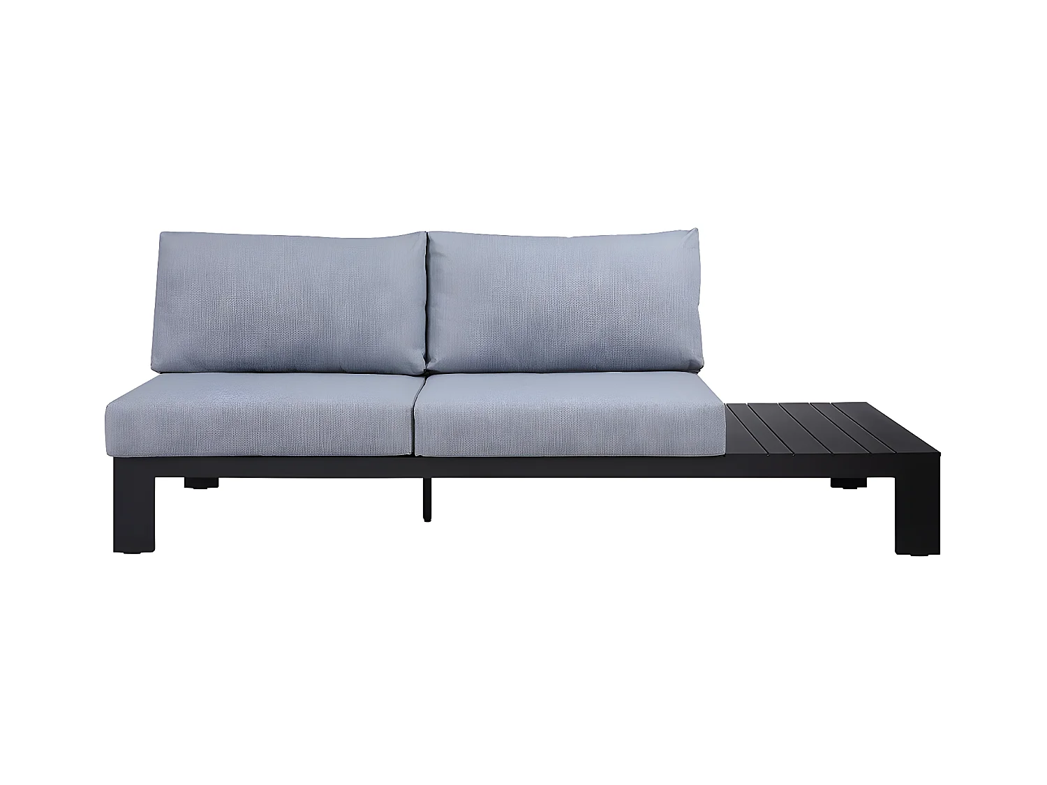 Zwarte tuin 2-zits bank met links tafeltje in aluminium - L. 199 cm - MENDOZA van MYLIA