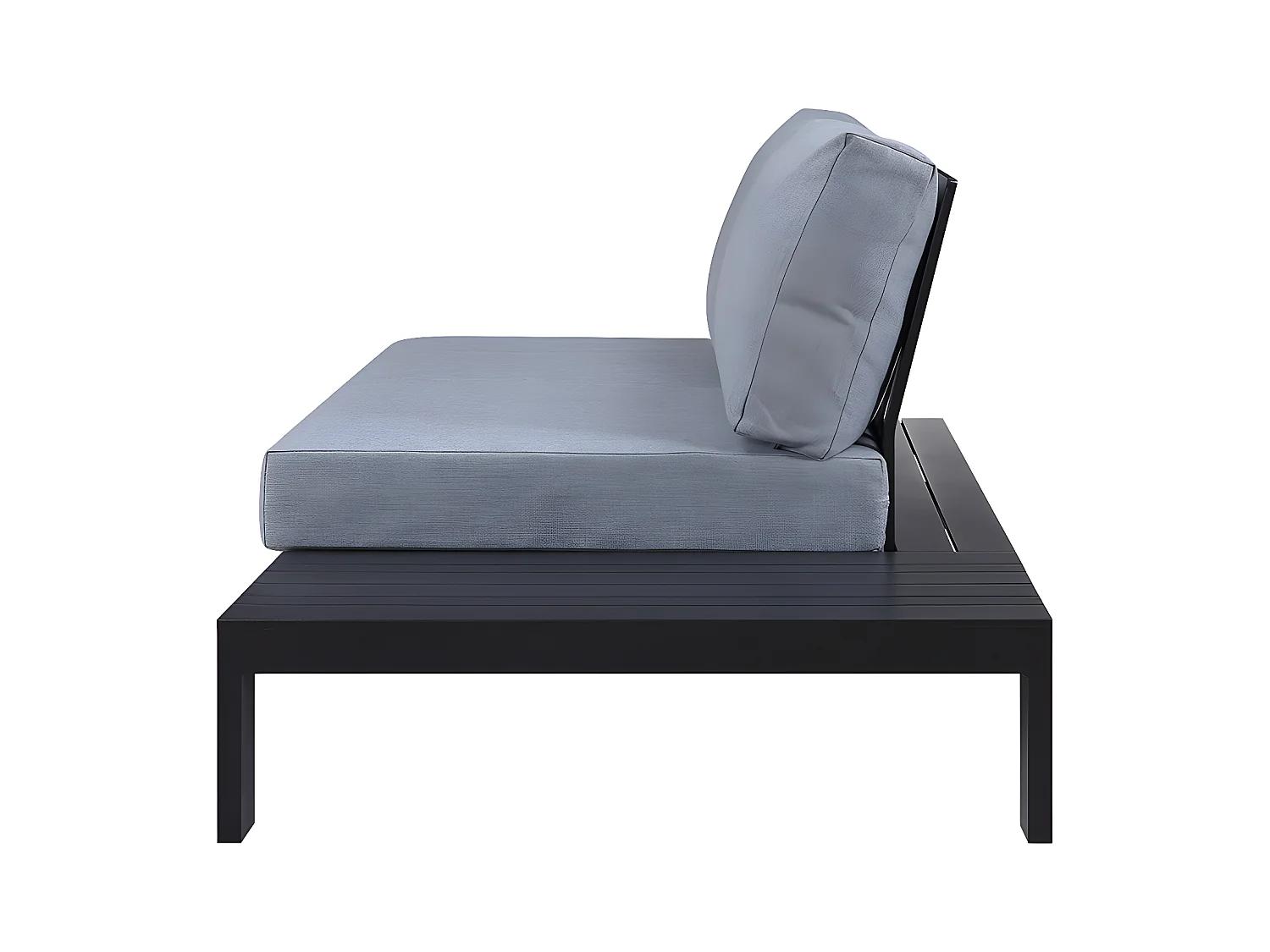 Zwarte tuin 2-zits bank met links tafeltje in aluminium - L. 199 cm - MENDOZA van MYLIA
