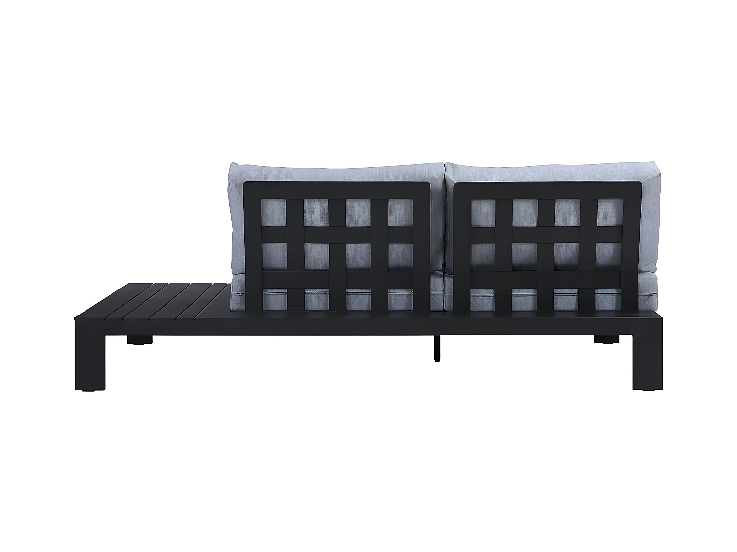 Zwarte tuin 2-zits bank met links tafeltje in aluminium - L. 199 cm - MENDOZA van MYLIA