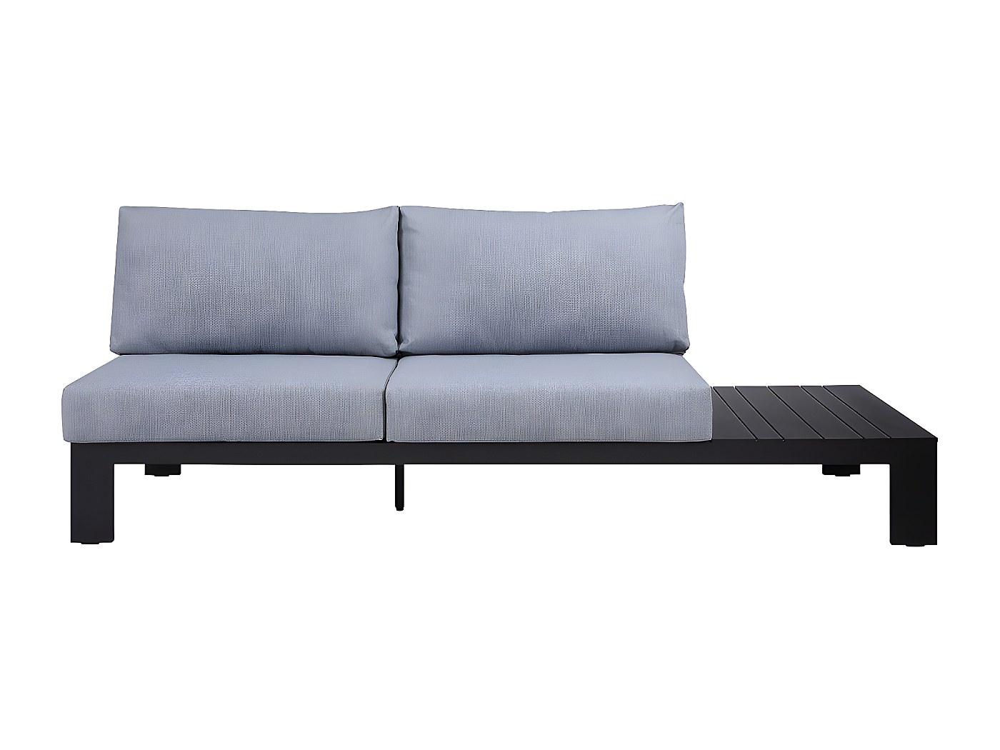 Sofá de jardim 2 lugares preto com mesinha à esquerda em alumínio C