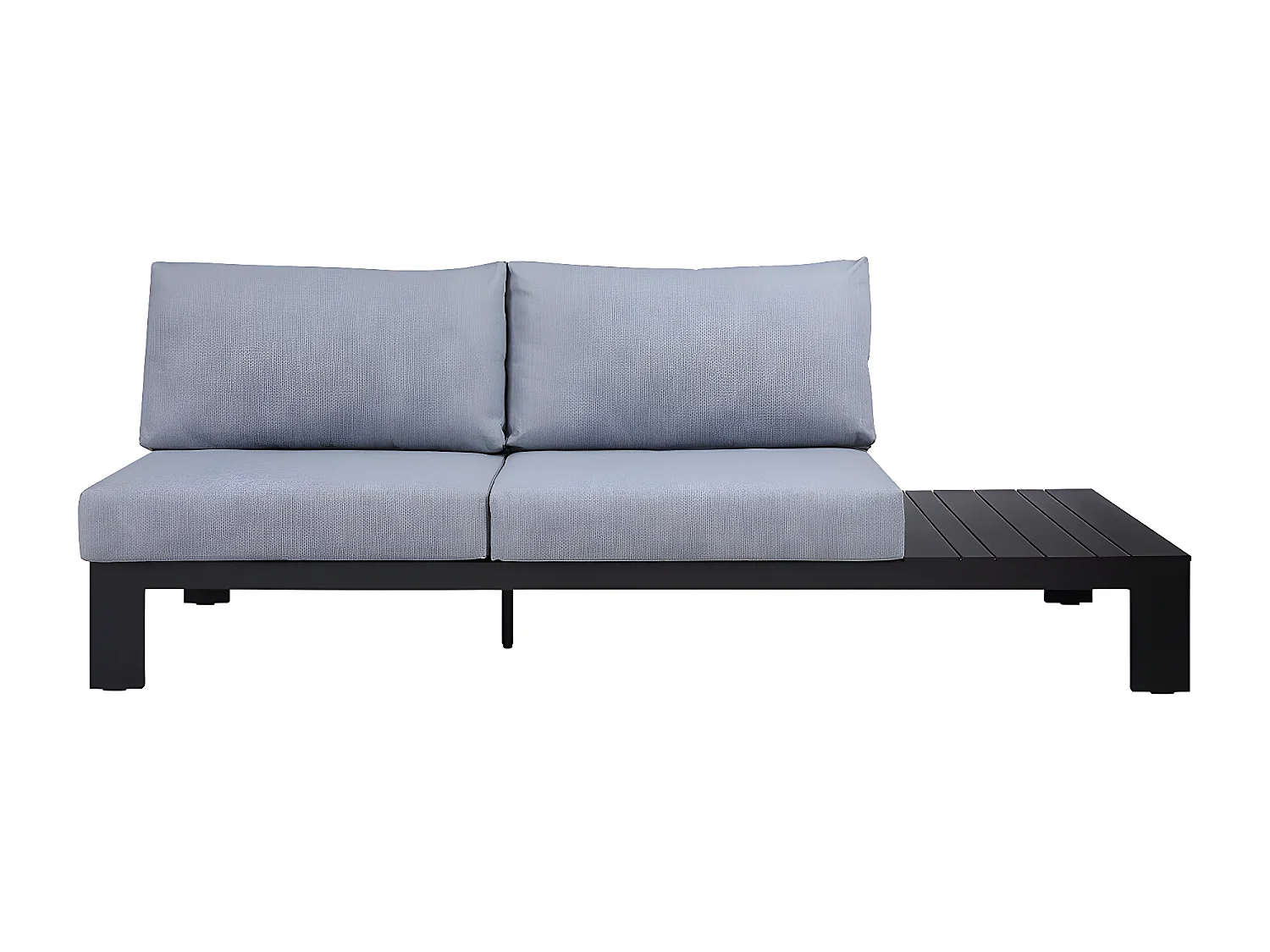 Canapé de jardin 2 places noir avec tablette à gauche en aluminium  - L. 199 cm - MENDOZA de MYLIA