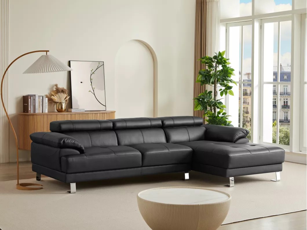 Kauf Unique Ecksofa Leder - Ecke rechts - Schwarz - EXCELSIOR II