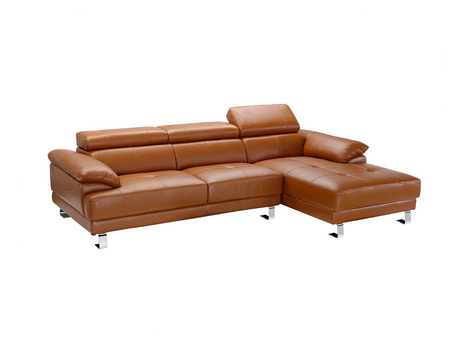 Canapé d'angle droit en cuir premium camel EXCELSIORA