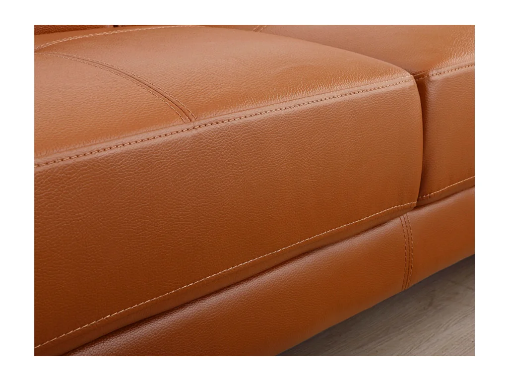 Canapé d'angle droit en cuir premium camel EXCELSIORA