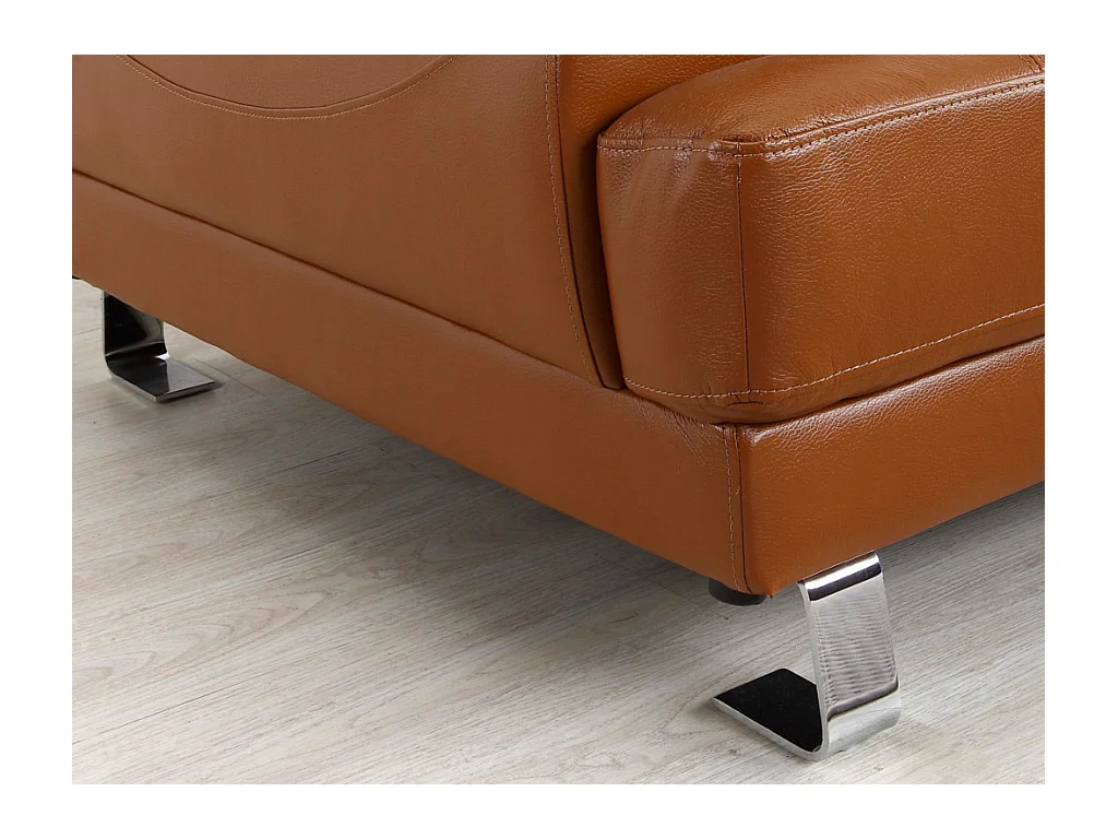 Canapé d'angle droit en cuir premium camel EXCELSIORA
