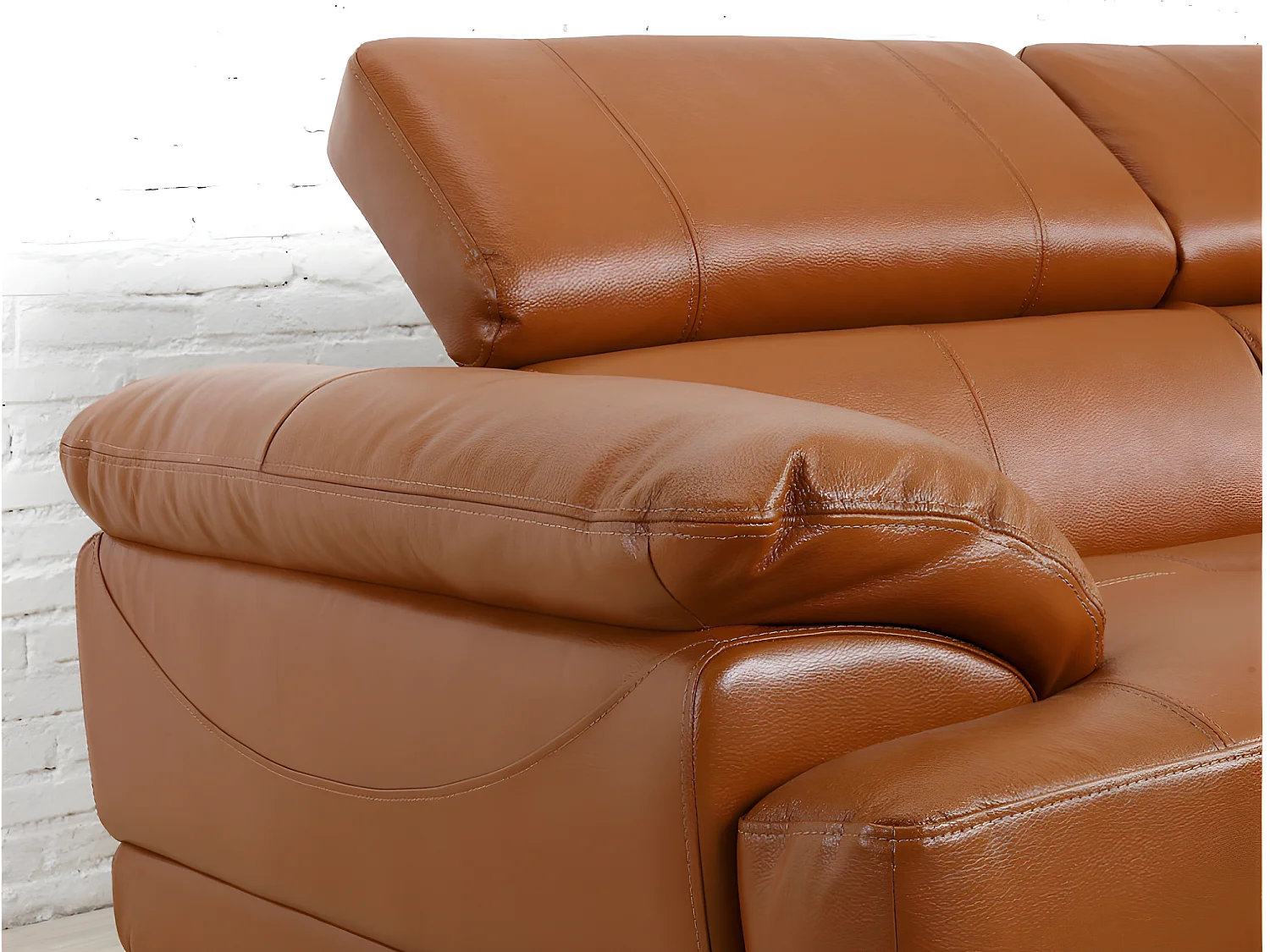 Hjørnesofa høyre i camel premium skinn EXCELSIORA