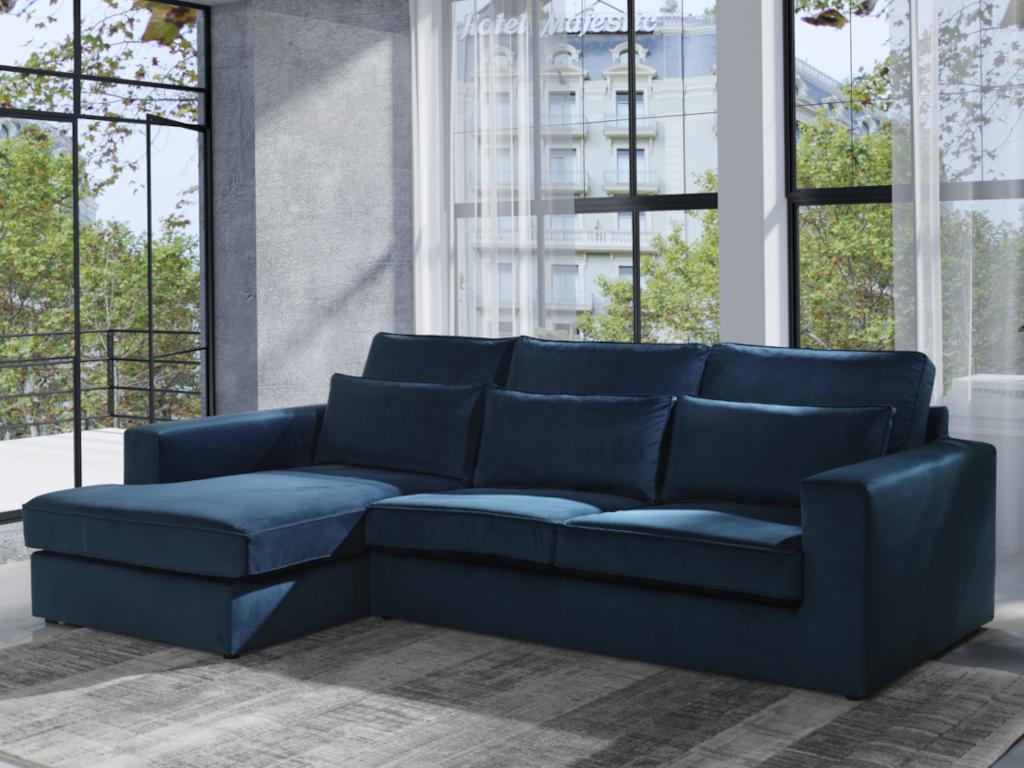 Ecksofa MONDOVI - Samt - Blau - Ecke Links