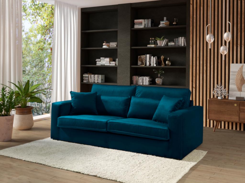 3-Sitzer-Sofa MONDOVI - Samt - Blau