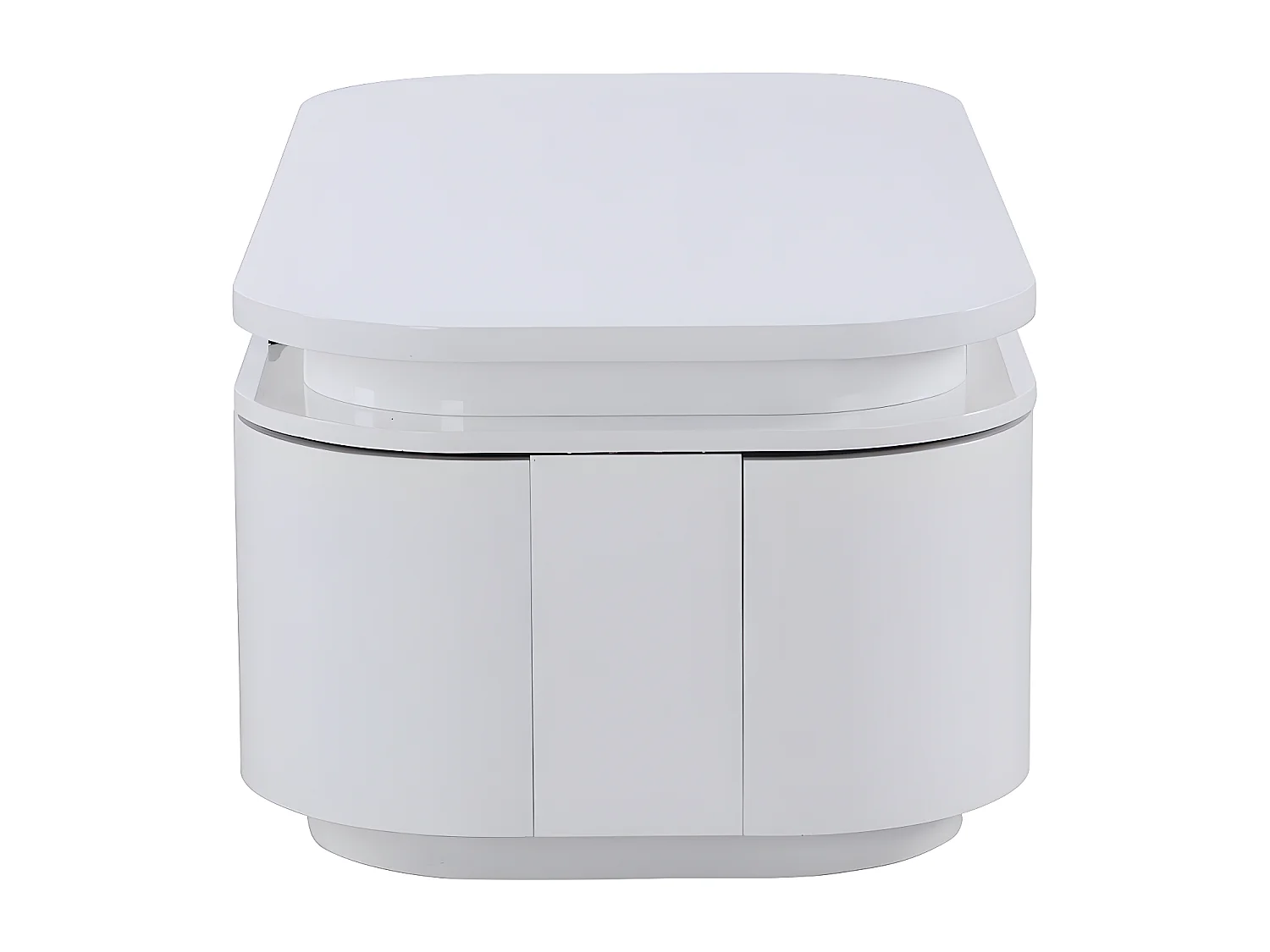 Mesa de centro 4 puertas y 1 cajón con LEDs - MDF - Blanco lacado - VANDANA