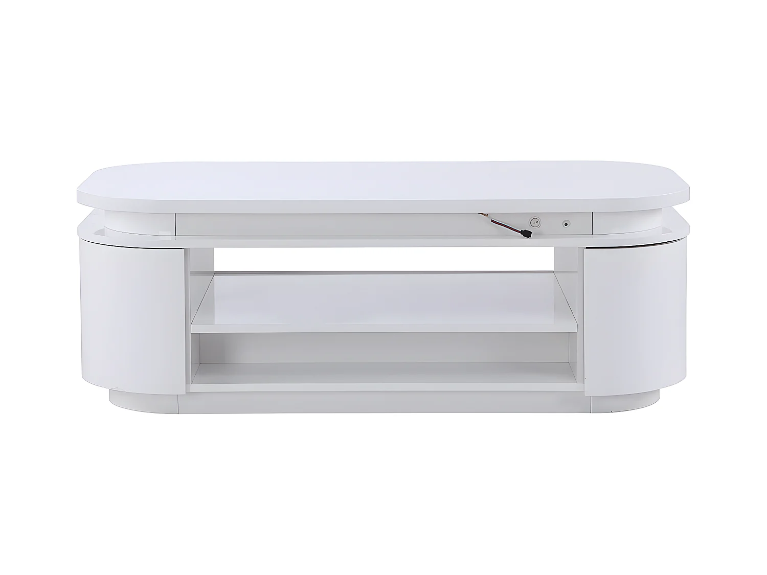 Table basse 4 portes et 1 tiroir avec LEDs en MDF - Blanc laqué - VANDANA
