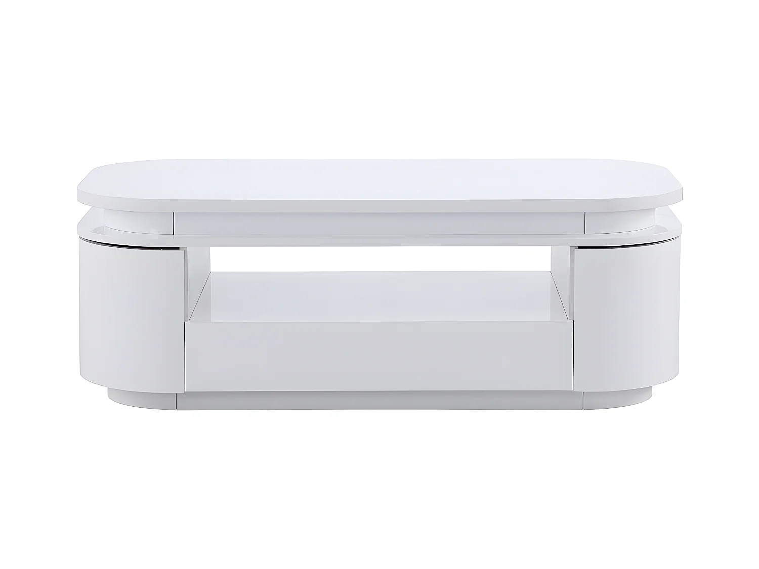 Table basse 4 portes et 1 tiroir avec LEDs en MDF - Blanc laqué - VANDANA