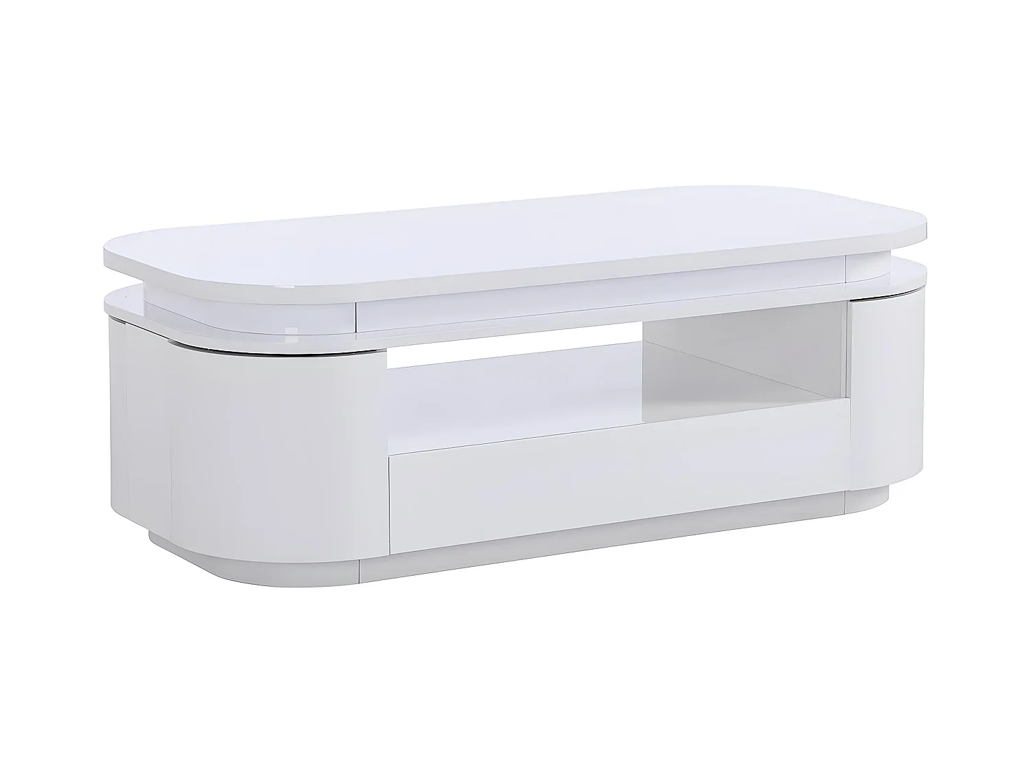 Table basse 4 portes et 1 tiroir avec LEDs en MDF - Blanc laqué - VANDANA