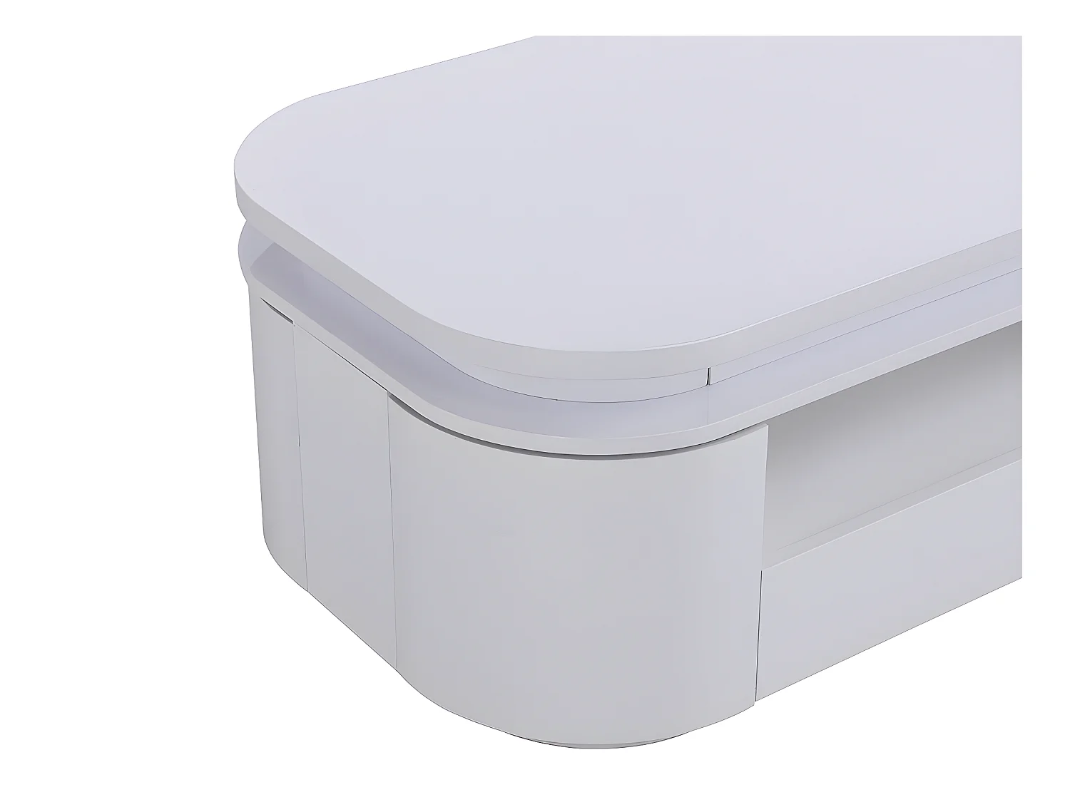 Table basse 4 portes et 1 tiroir avec LEDs en MDF - Blanc laqué - VANDANA