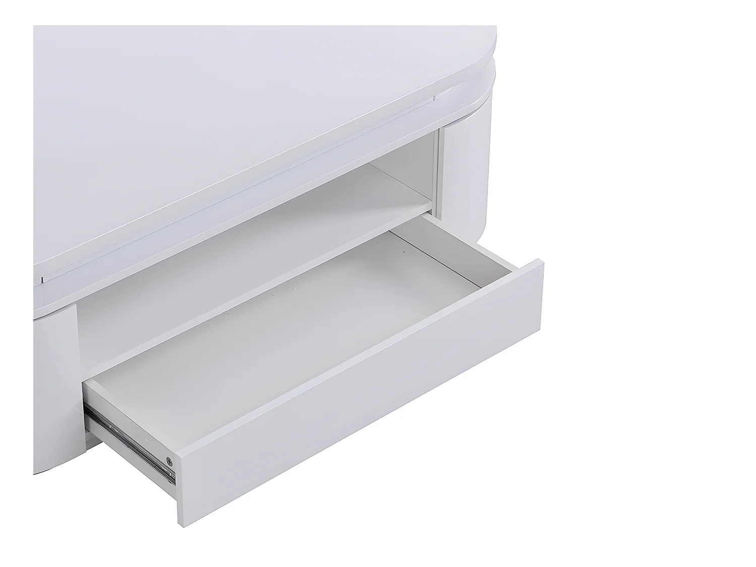 Table basse 4 portes et 1 tiroir avec LEDs en MDF - Blanc laqué - VANDANA