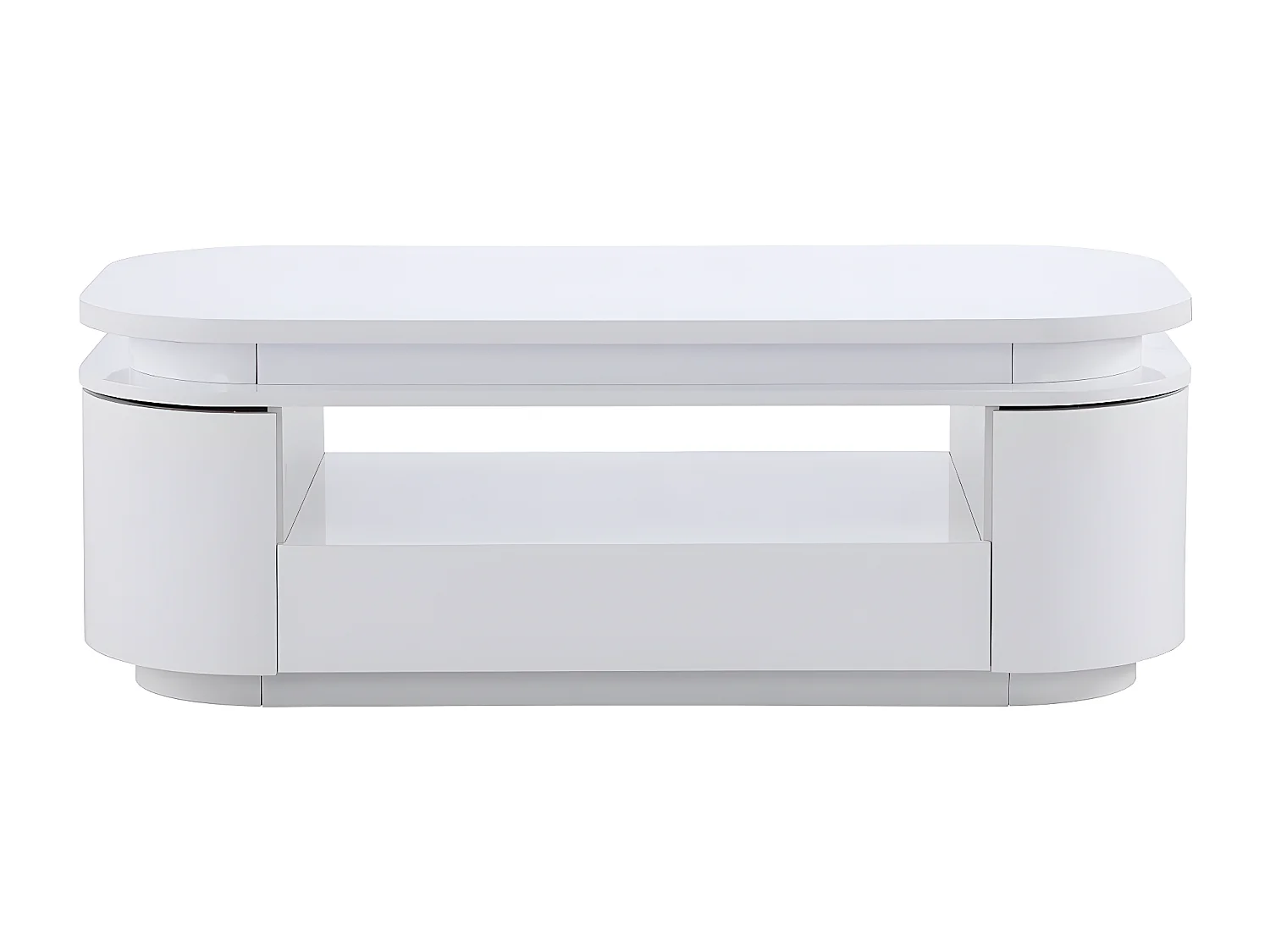 Soffbord med 4 dörrar och låda i vitlackerad MDF med LED-belysning VANDANA