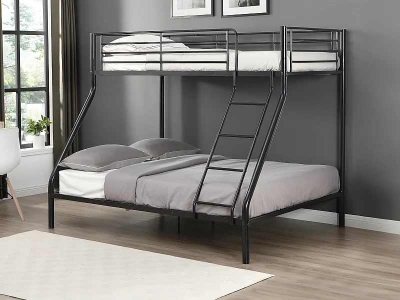 Etagenbett - 90 & 140 x 190 cm - Stahl - Schwarz - ELEVATIO IV