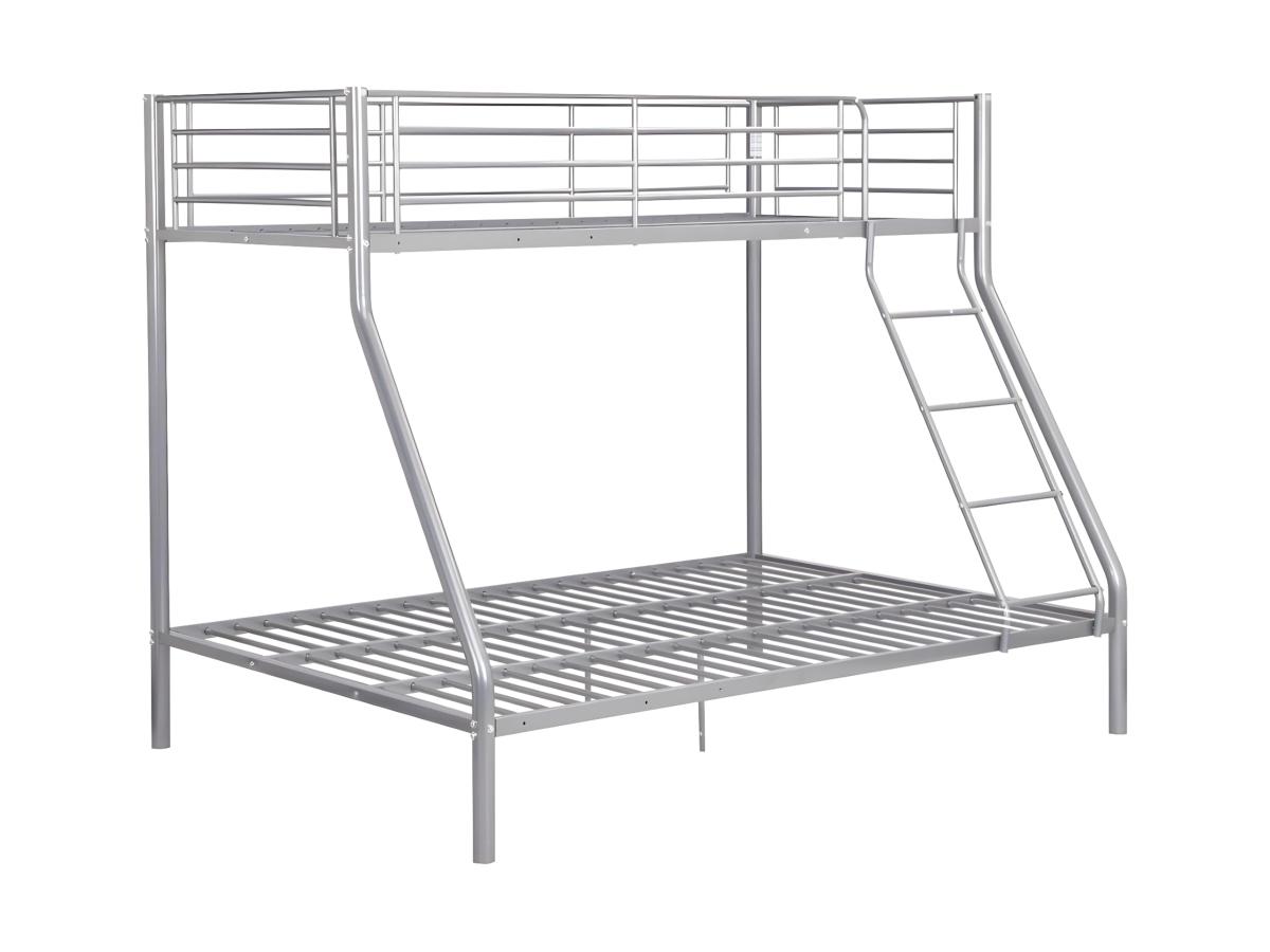 Etagenbett + Lattenrost - 90 x 190 & 140 x 190 cm - Metall - Silberbarfen - günstig online kaufen