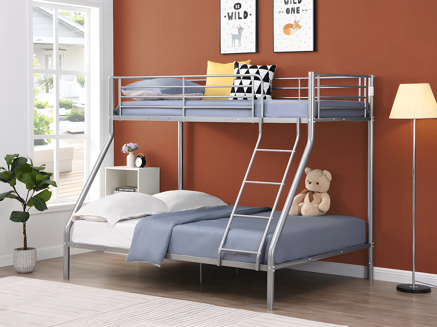 Lits superposés ELEVATIO IV - 90 et 140 x 190 cm - Acier - Argent