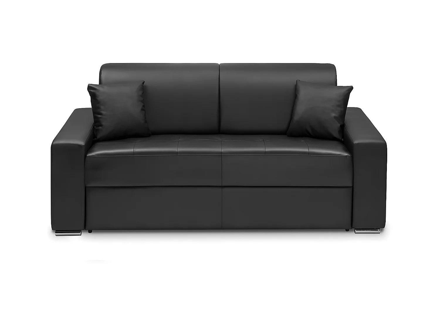 Express driezits slaapbank van kunstleer - Lattenbodem 140 cm - Matras 14 cm - Zwart - EMIR