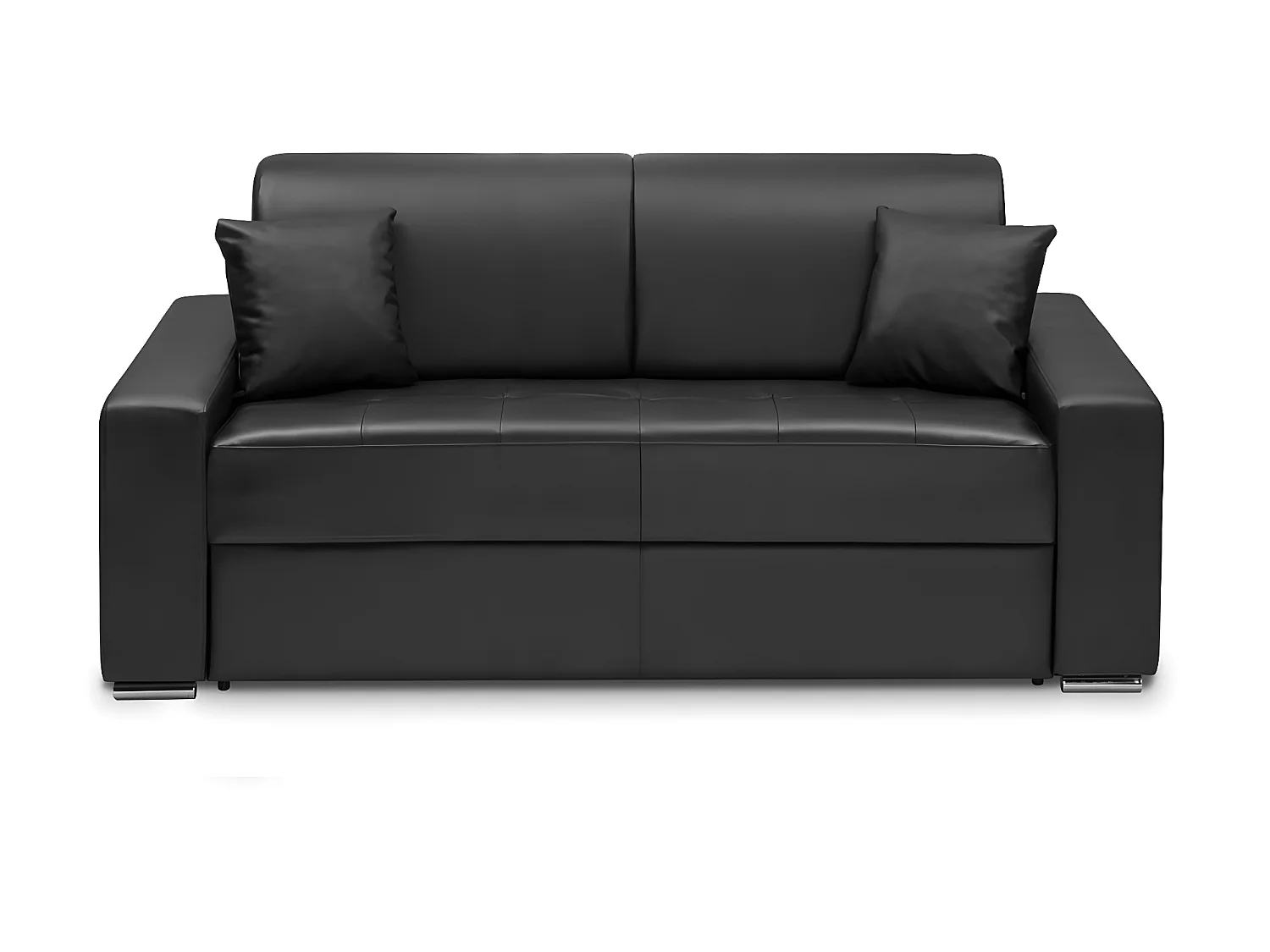Schlafsofa 3-Sitzer - Liegefläche mit Lattenrost mit breiten Latten: 140 cm - Matratze: 14 cm - Kunstleder - Schwarz - EMIR