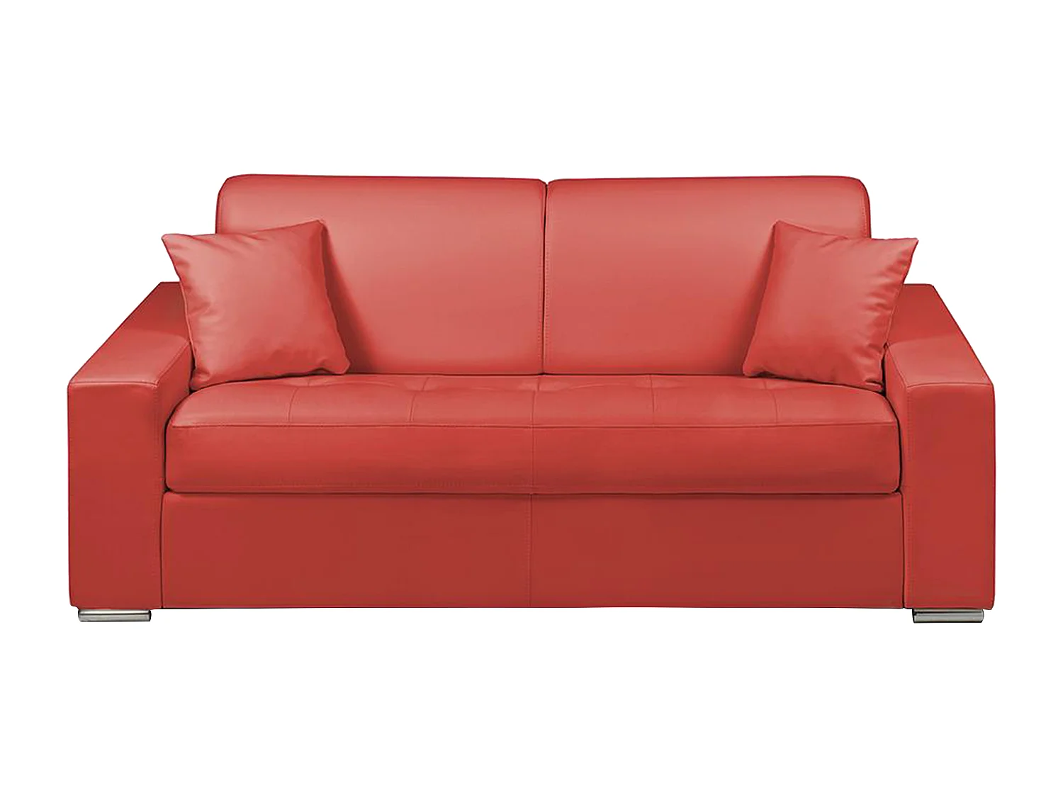 Express driezits slaapbank van kunstleer - Lattenbodem 140 cm - Matras 14 cm - Rood - EMIR
