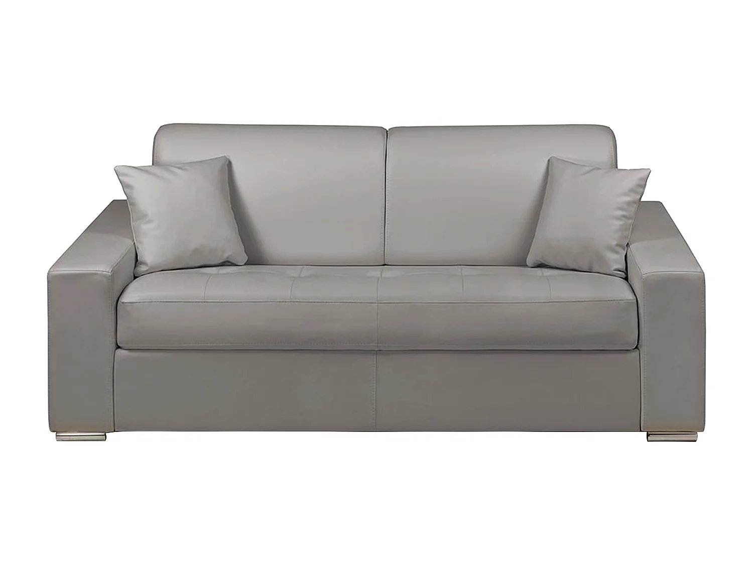 Canapé 3 places convertible express en simili EMIR - Gris - Couchage à lattes larges 140 cm - Matelas 14 cm