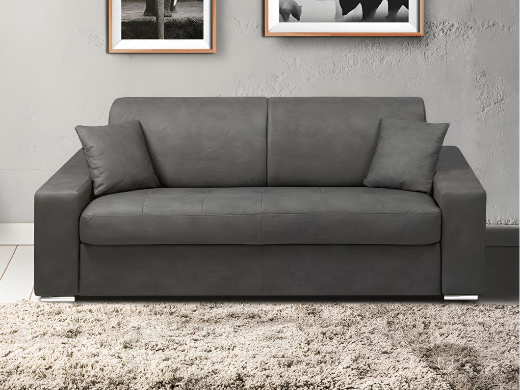 Schlafsofa 4-Sitzer - Liegefläche mit Lattenrost mit breiten Latten: 160 cm - Matratze: 14 cm - Stoff - Grau - EMIR