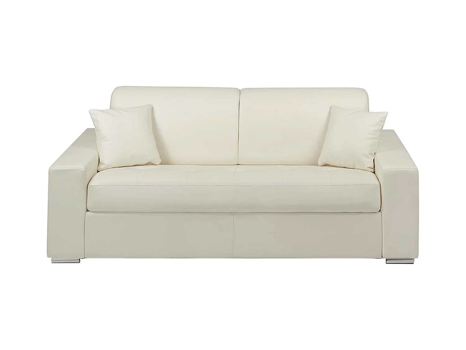 Sofá cama de 3 plazas tipo italiano de piel sintética EMIR - Blanco - Somier de láminas de 140 cm - Colchón de 18 cm