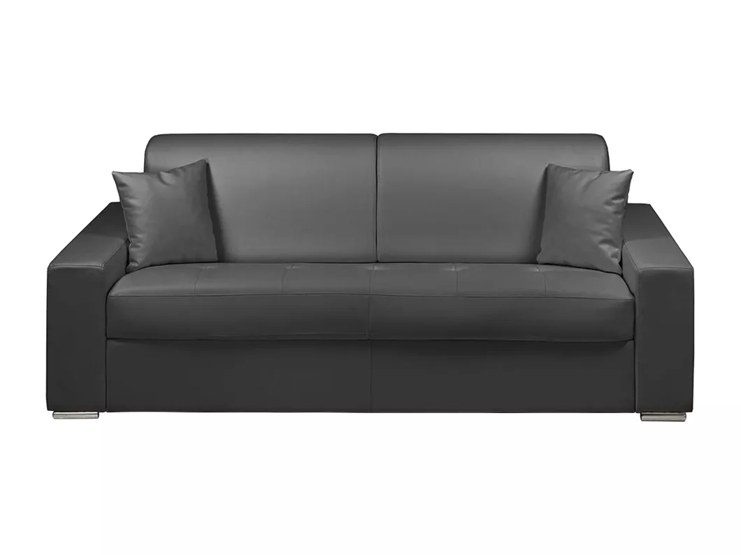 Kauf Unique Schlafsofa 4-Sitzer - Liegefläche mit Lattenrost mit breiten Latten: 160 cm - Matratze: 18 cm - Kunstleder - Schwarz - EMIR