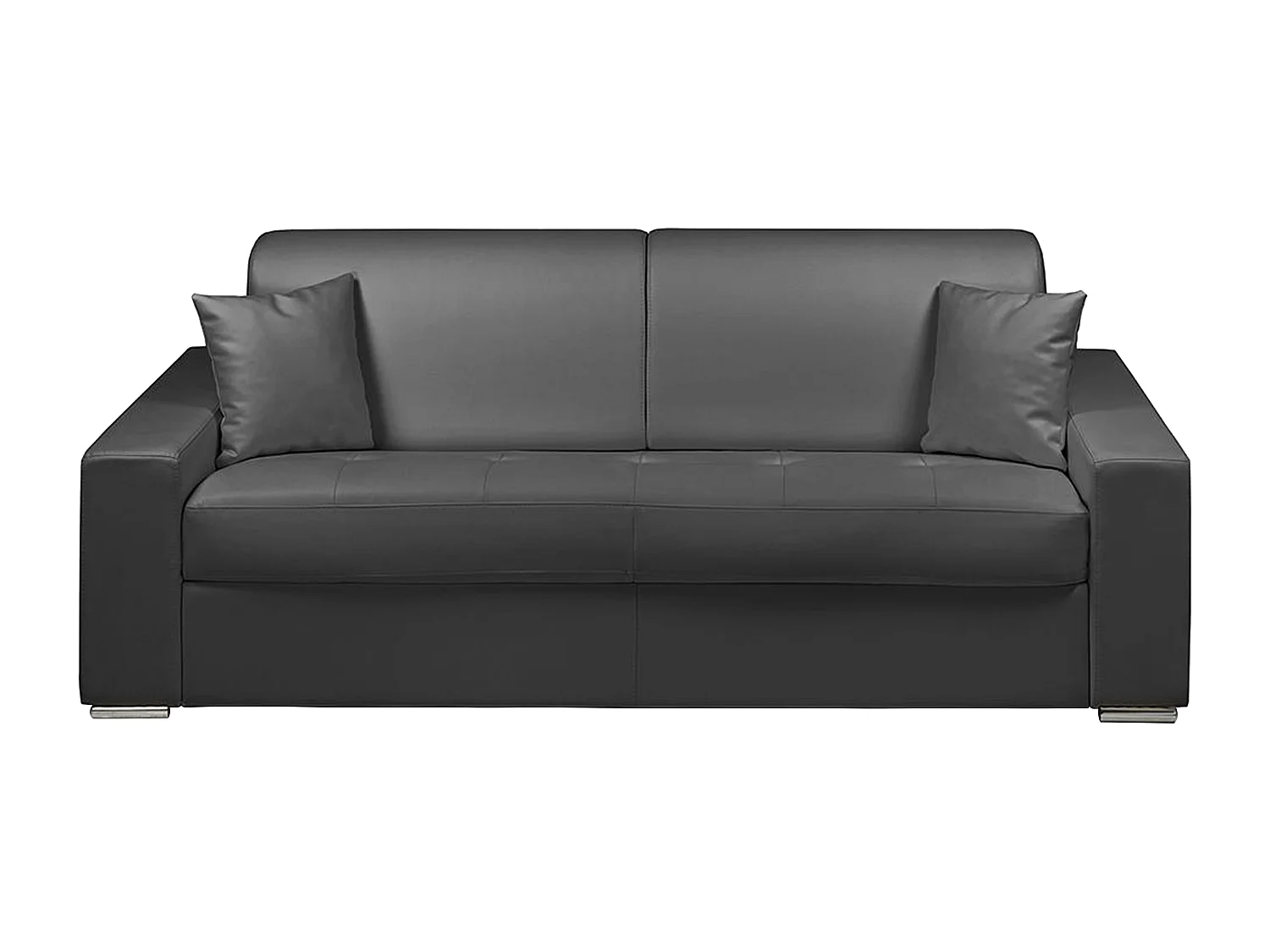 Express vierzits slaapbank van kunstleer - Lattenbodem 160 cm - Matras 18 cm - Zwart - EMIR