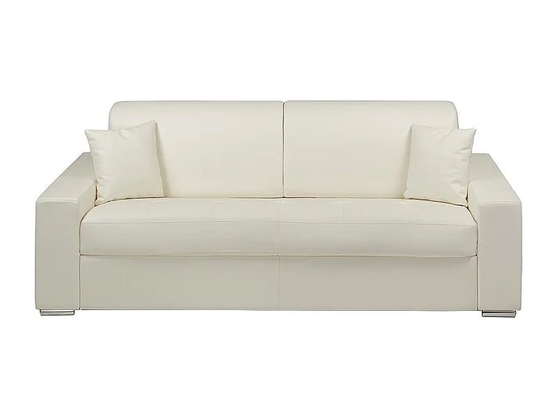 Schlafsofa 4-Sitzer - Liegefläche mit Lattenrost mit breiten Latten: 160 cm - Matratze: 18 cm - Kunstleder - Weiß - EMIR