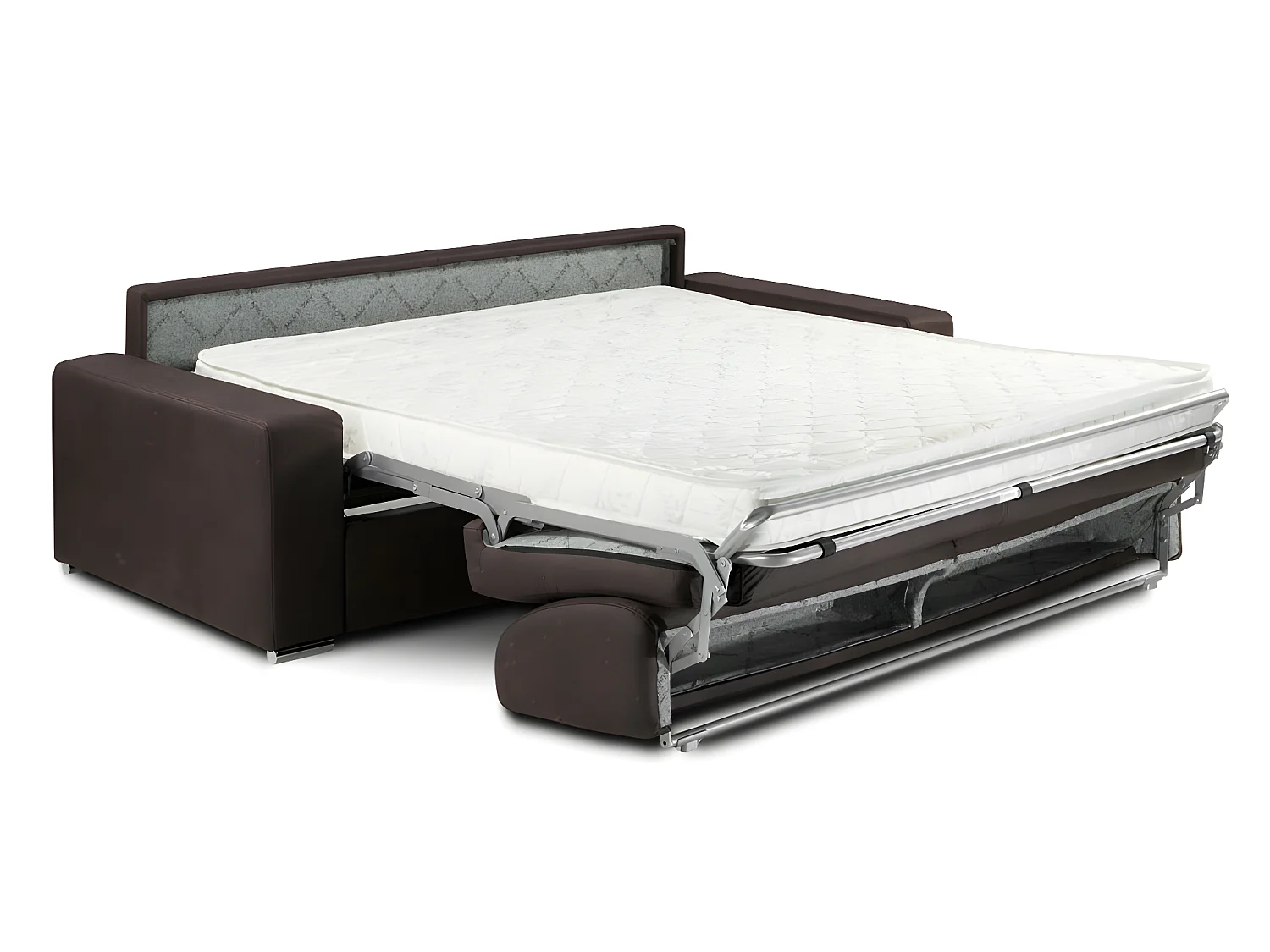 Express vierzits slaapbank van stof - Lattenbodem 160 cm - Matras 18 cm - Antraciet - EMIR
