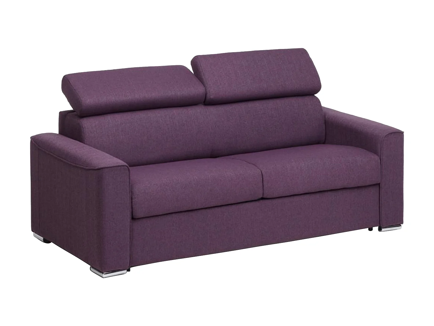 3-sits bäddsoffa med snabbfunktion i lila tyg - Sovyta med breda ribbor 140 cm - 14 cm madrass VIZIR