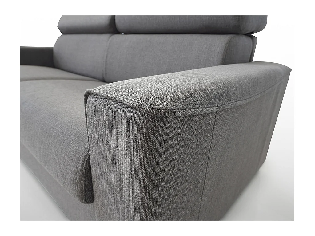 Canapé 3 places convertible express en tissu gris - Couchage à lattes larges 140 cm - Matelas 18 cm VIZIR