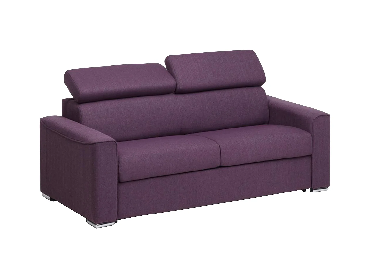 Sofá cama de 3 plazas de tela de apertura rápida VIZIR - Violeta - Somier de láminas de 140 cm - Colchón de 18 cm