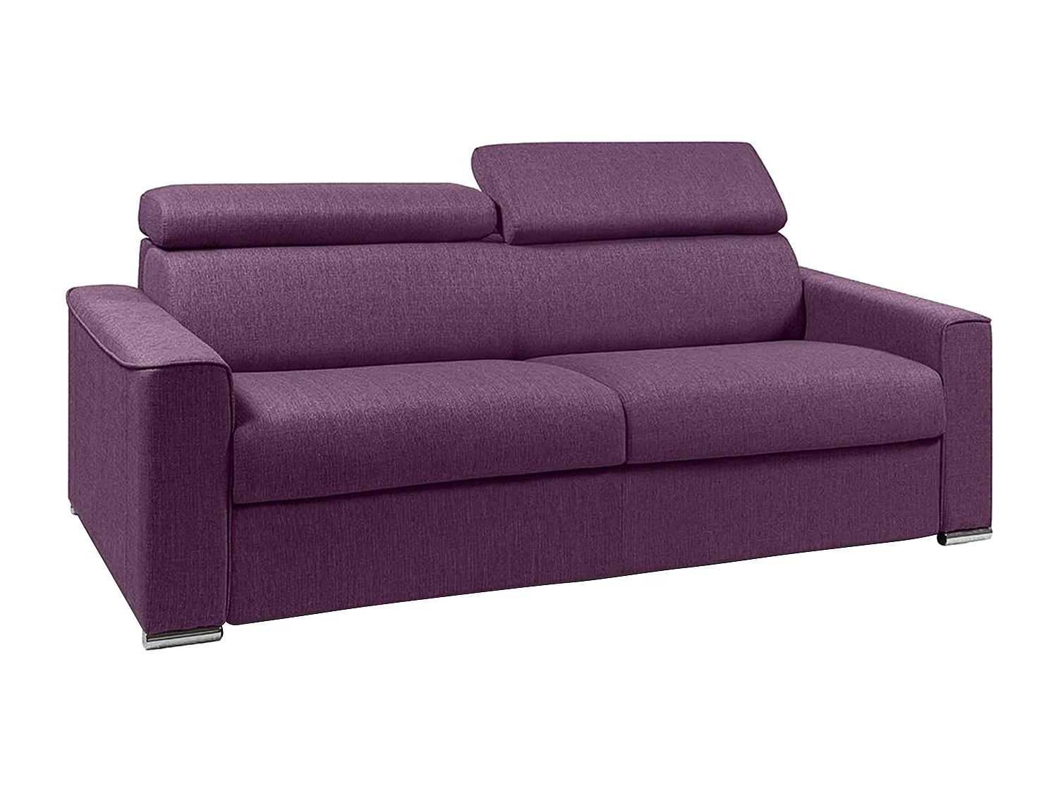 Sofá cama de 4 plazas de tela de apertura rápida VIZIR - Violeta - Somier de láminas de 160 cm - Colchón de 18 cm