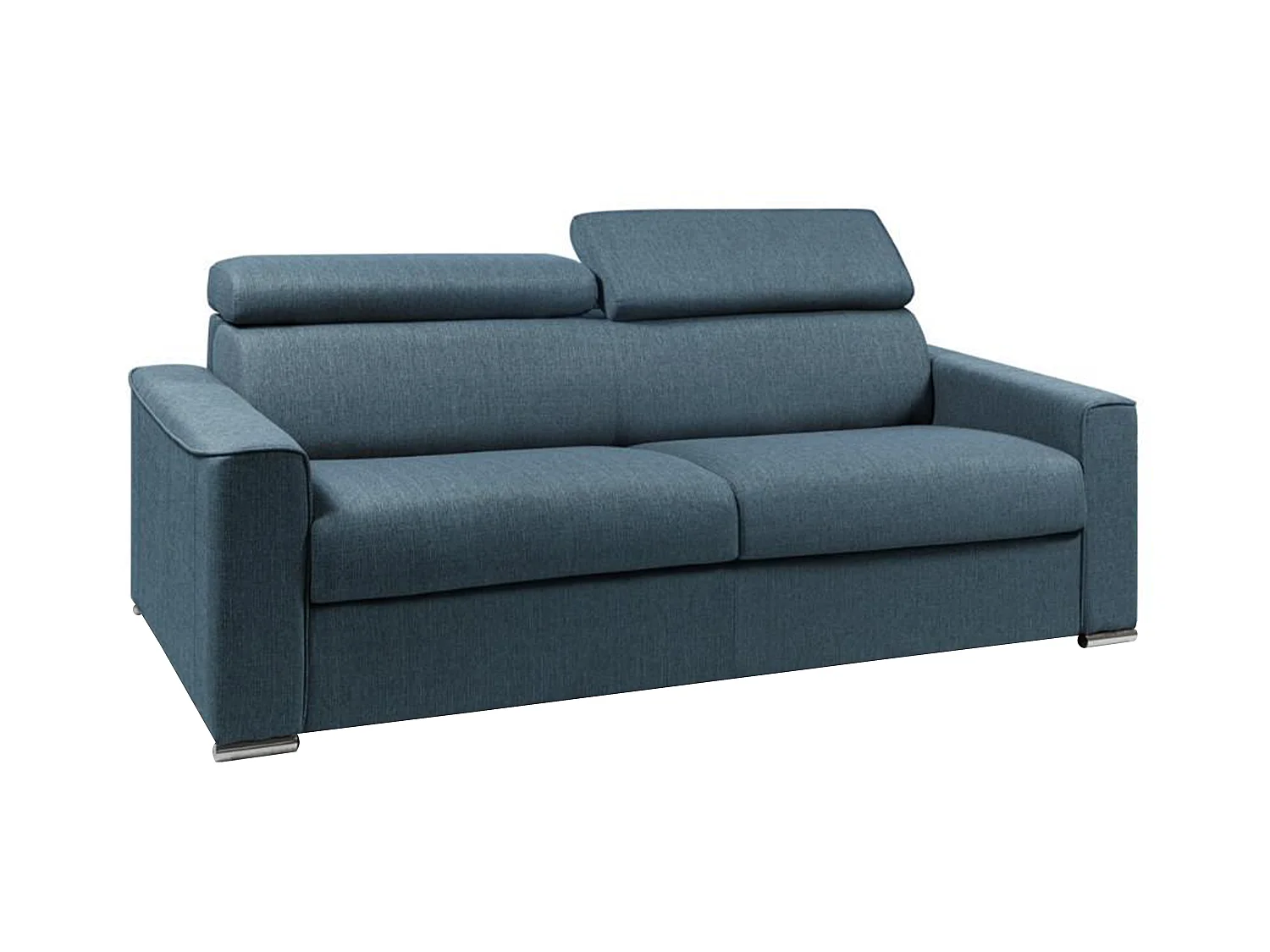 Divano letto 4 posti a ribalta letto con doghe larghe + materasso 160 cm + 18 cm in Tessuto Blu - VIZIR