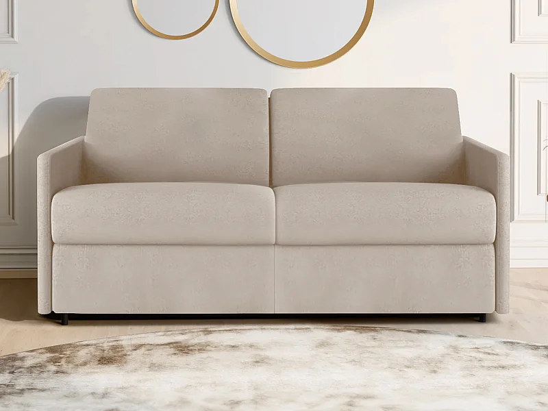 Schlafsofa 3-Sitzer - Liegefläche mit Lattenrost  mit breiten Latten: 140 cm - Matratze: 14 cm - Stoff - Beige - CALIFE