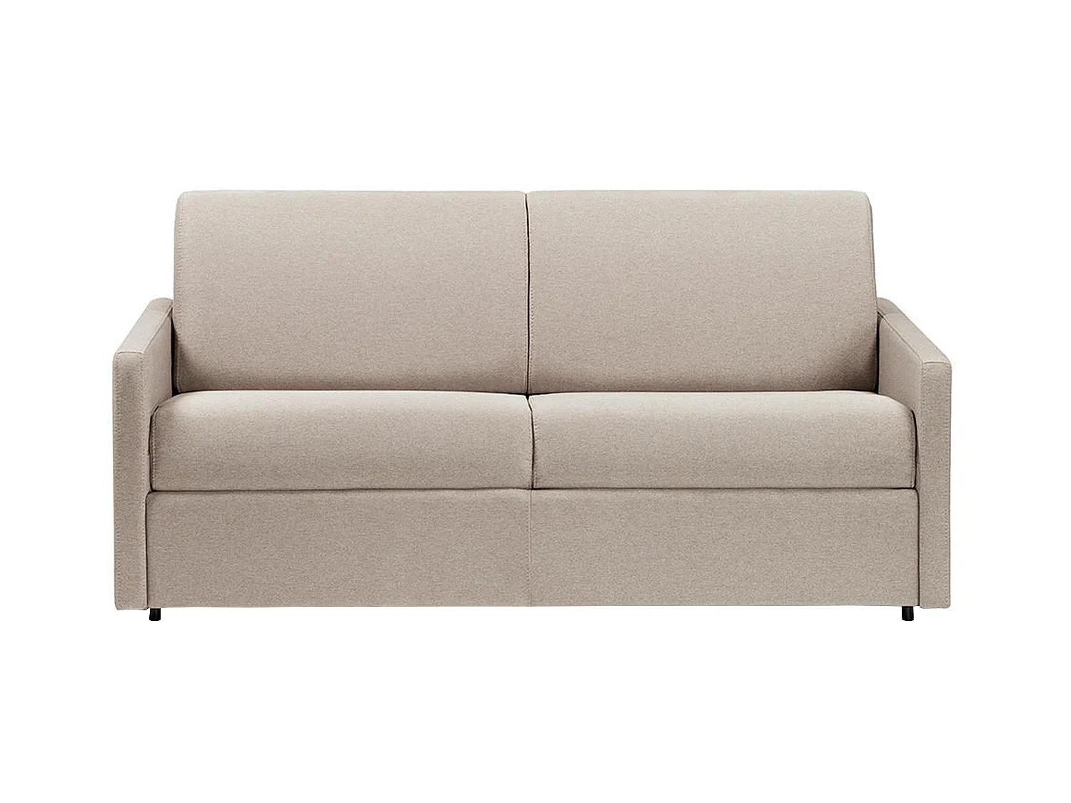 Canapé 3 places convertible express en tissu beige - Couchage à lattes larges 140 cm - Matelas 14 cm CALIFE