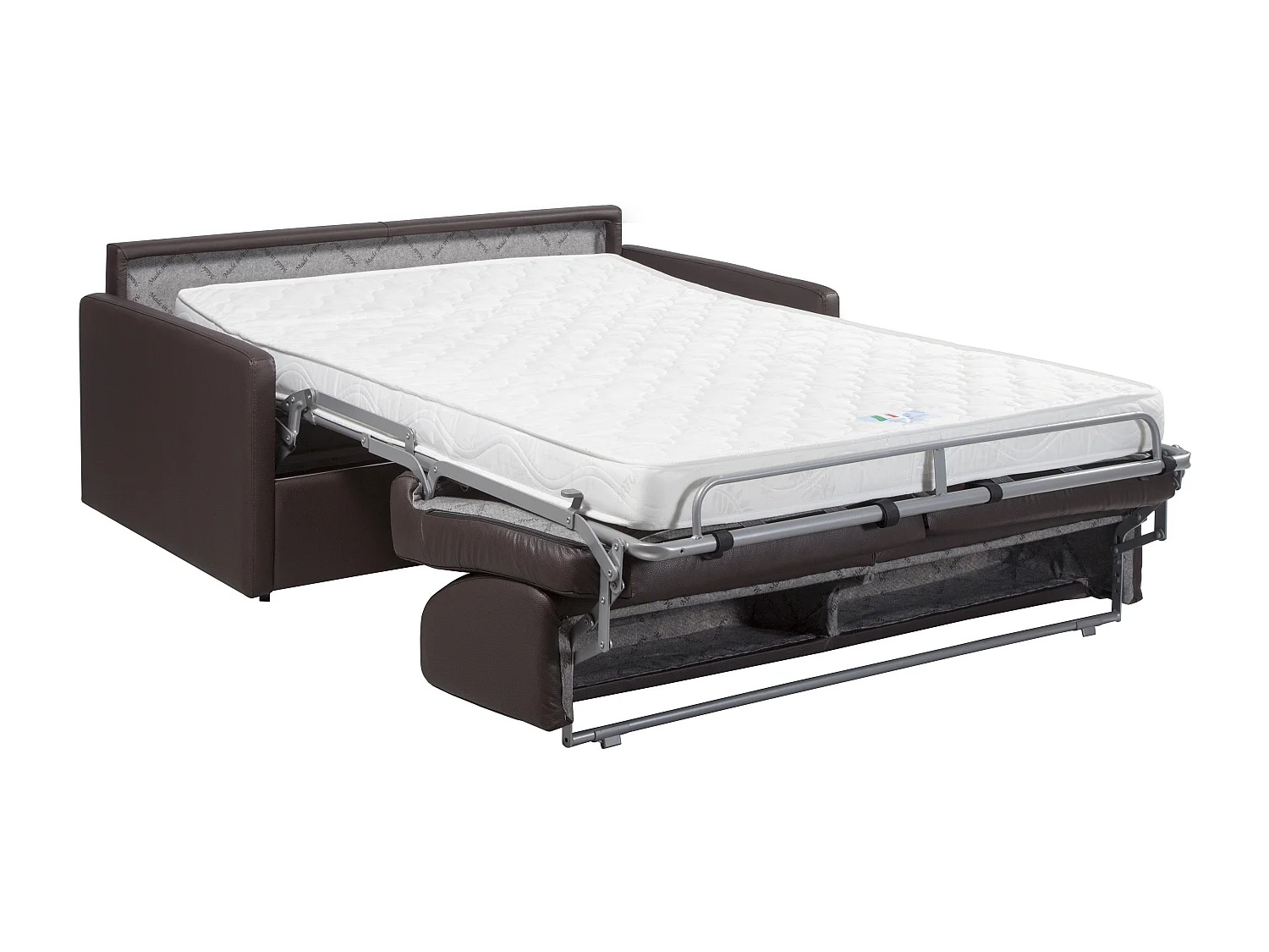 Canapé 3 places convertible express en simili taupe - Couchage à lattes larges 140 cm - Matelas 14 cm CALIFE