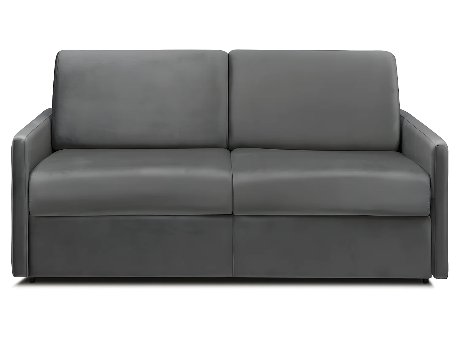 Canapé 3 places convertible express en velours gris anthracite - Couchage à lattes larges 140 cm - Matelas 14 cm CALIFE