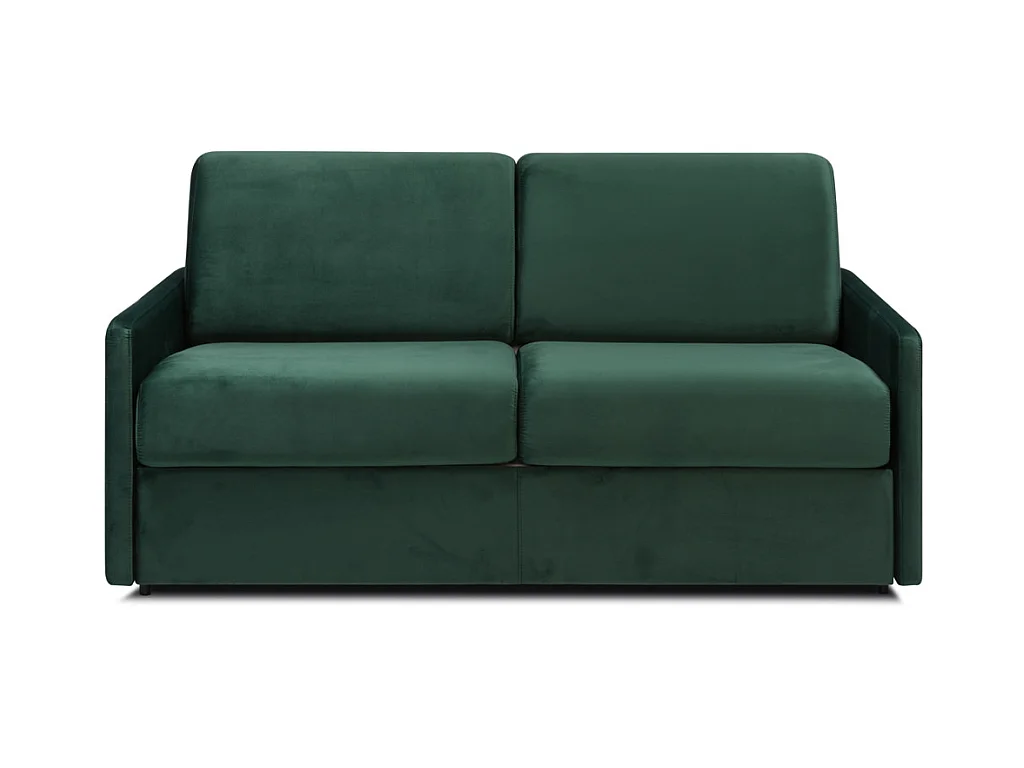 Divano letto 3 posti a ribalta Letto con doghe larghe 140 cm Materasso 18 cm Velluto Verde abete - CALIFE