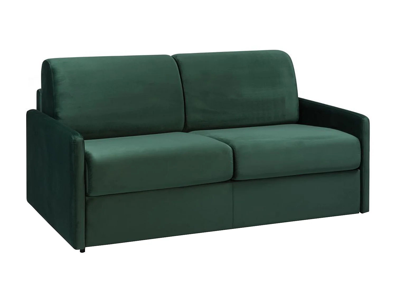 3-personers konvertibel express-sofa i grangrøn fløjl - Brede tremmelameller 140 cm - 18 cm madras CALIFE