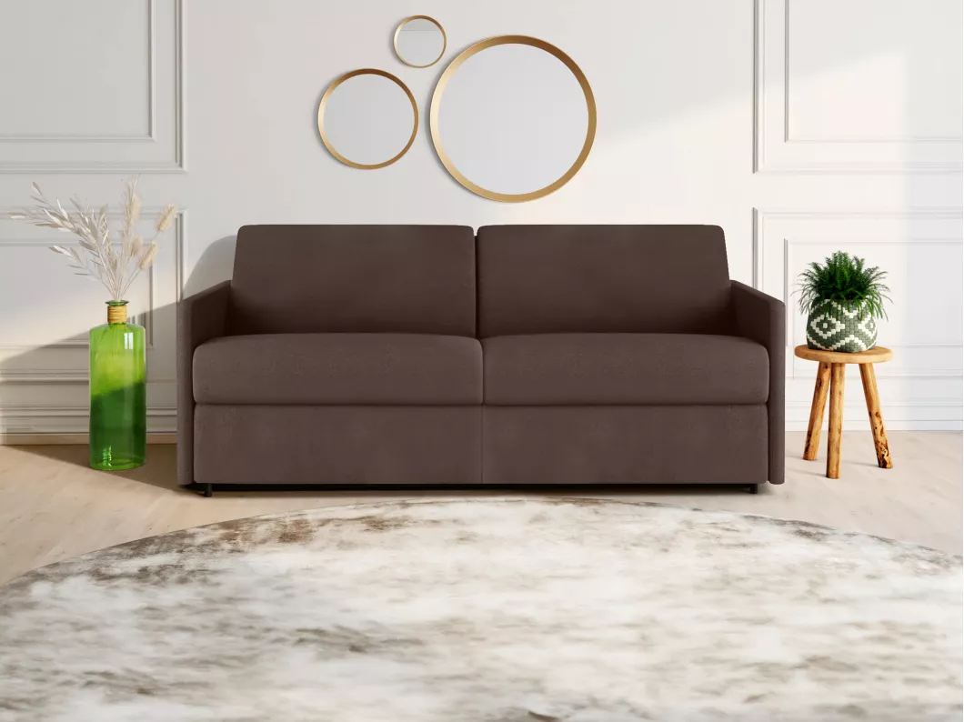 Kauf Unique Schlafsofa 4-Sitzer - Liegefläche mit Lattenrost mit breiten Latten: 160 cm - Matratze: 14 cm - Stoff - Braun - CALIFE