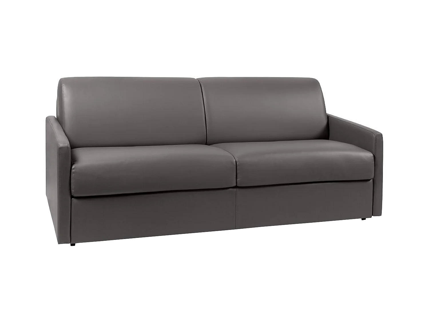 Canapé 4 places convertible express en simili gris - Couchage à lattes larges 160 cm - Matelas 14 cm CALIFE