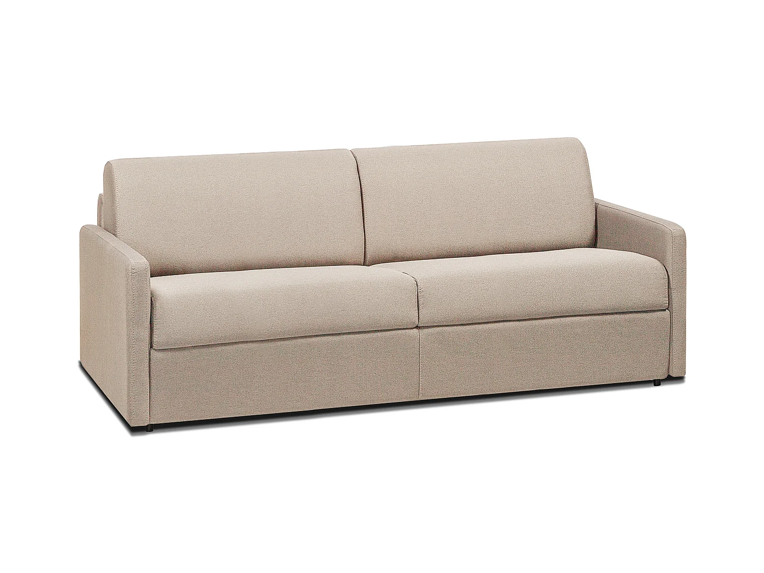 Express vierzits slaapbank van stof - Lattenbodem 160 cm - Matras 14 cm - Beige - CALIFE