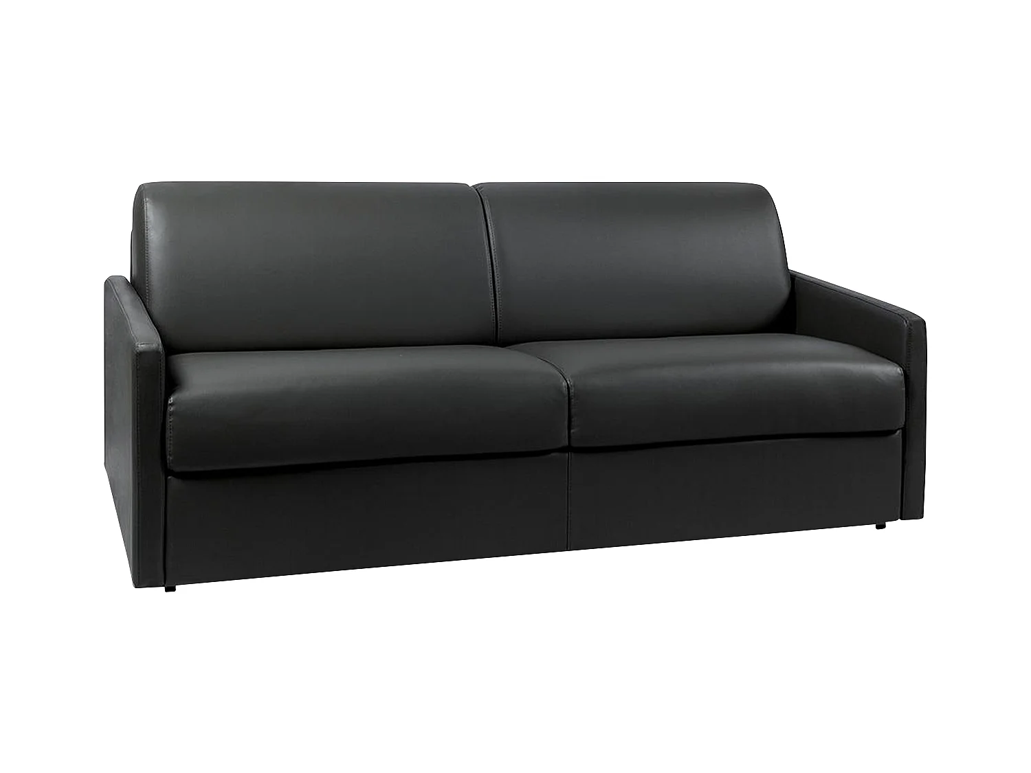 Canapé 4 places convertible express en simili noir - Couchage à lattes larges 160 cm - Matelas 14 cm CALIFE